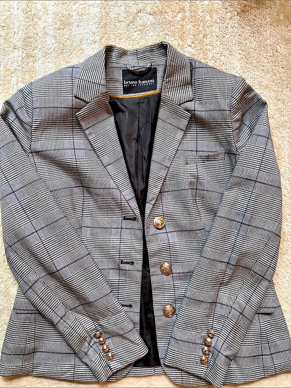 bruno banani Plaid Blazer in Gray & Black Like New